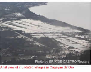 Arial view of inundated villages in Cagayan de Oro