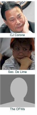 CJ Corona, Sec. De Lima, The OFWs