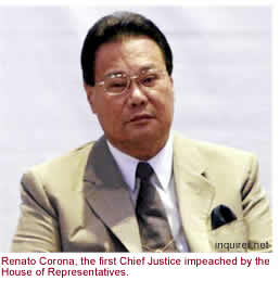 Renato Corona, the first Chief Justice impeached by the House of Representatives